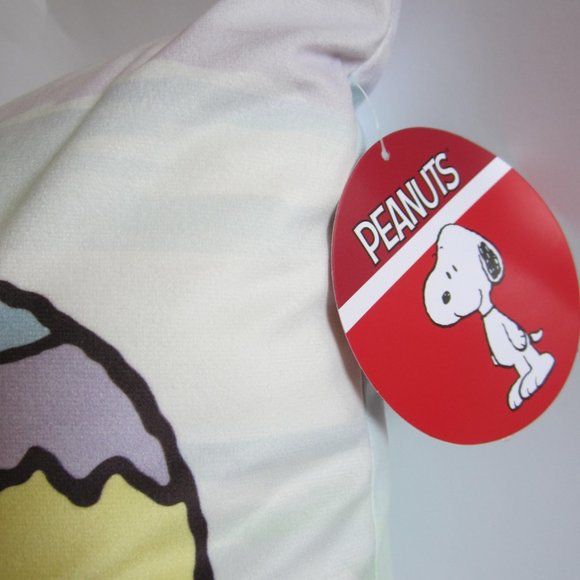 Peanuts Snoopy Woodstock Happy Easter Eggs Pastel Rainbow Decorative Pillow Home - Picture 3 of 3